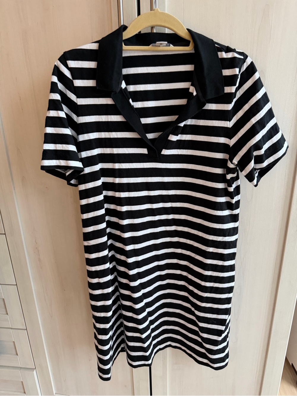 Tommy Bahama Black and White Striped Tunic Polo